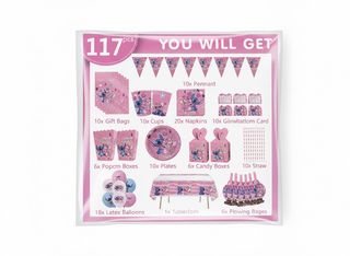 Kit Fête Complet 117 Pcs - Thème Angel Rose (Lilo & Stitch)