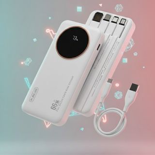 Kalio Power Bank 20000mAh 66W – Charge Ultra Rapide avec 4 Câbles Intégrés