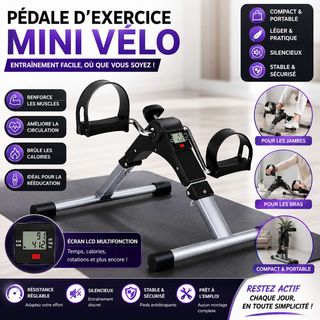 Mini Vélo d’Exercice avec Écran LCD – Pédalier Fitness pour Bras et Jambes