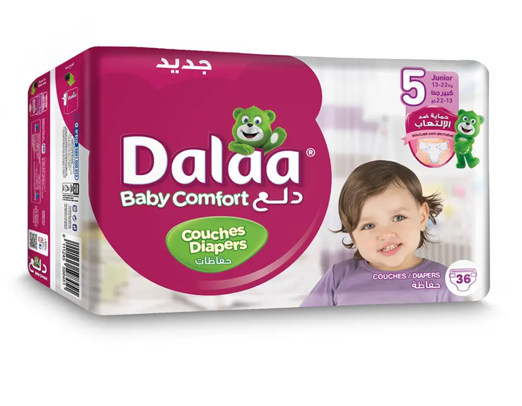 Dalaa Baby Comfort Couches Taille 5 Junior (13-22 kg) – 36 Couches