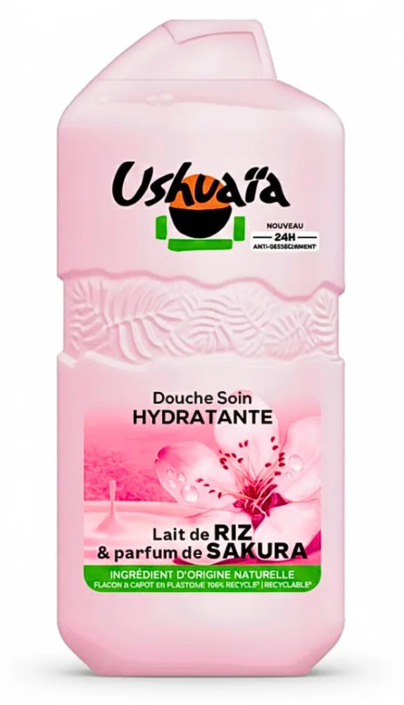 Ushuaïa Douche Soin Hydratante Lait de Riz & Parfum de Sakura – 280 ml