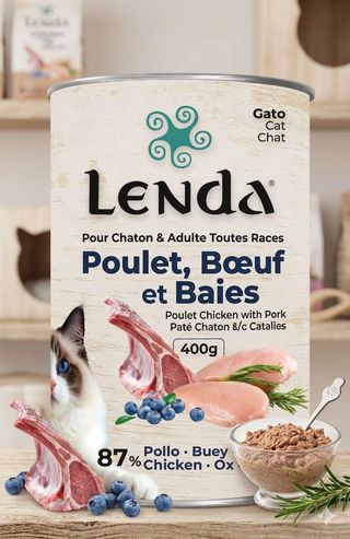 Pâtée chaton et chat adulte toutes races-Urinarie- Poulet, bœuf et baies - 400g