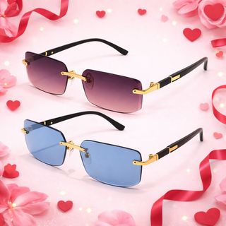 Pack Duo Lunettes Rectangulaires Dégradé Violet & Bleu pour la Saint-Valentin – Cadeaux Tendance