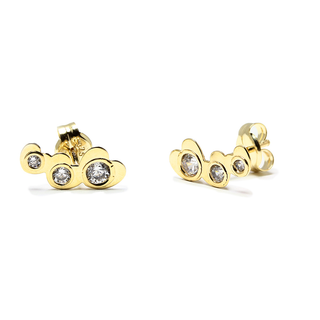 Pendientes 3 Corazones con Circonita en Oro Amarillo 9 Kilates