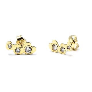 Pendientes 3 Corazones con Circonita en Oro Amarillo 9 Kilates