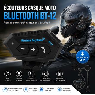 Écouteurs Casque Moto Bluetooth BT-12 Sans Fil