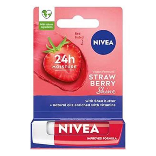 Nivea Strawberry Shine Lip Care, Vegan Formula