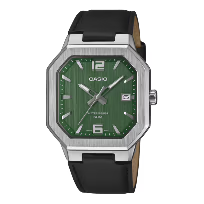 CASIO MTP-B195L-3AVDF Green Watch, 50M Water Resistant