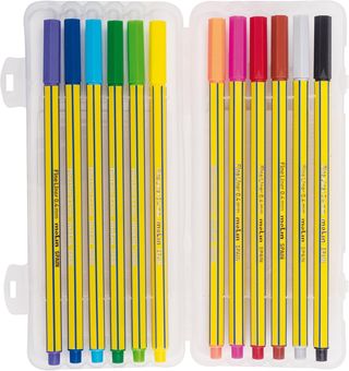 Lot de 12 feutres Fineliner 0,4 mm Couleurs Assorties
