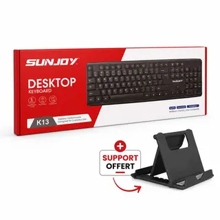 Clavier SUNJOY K13 + Support Téléphone OFFERT | Confort & Productivité au Quotidien