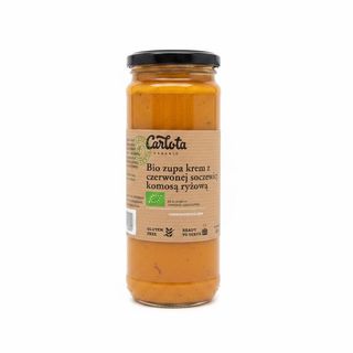 Ekologiczna zupa krem z czerwonej soczewicy z komosą ryżową Carlota Organic
