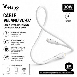 Câble Velano VC-07 USB-C vers Lightning, 1 m