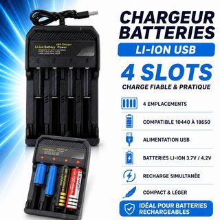 Chargeur USB 18650 à quatre emplacements pour batterie