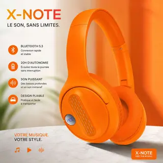 Casque Bluetooth Sans Fil X-NOTE – Un Son Puissant, Un Style Unique