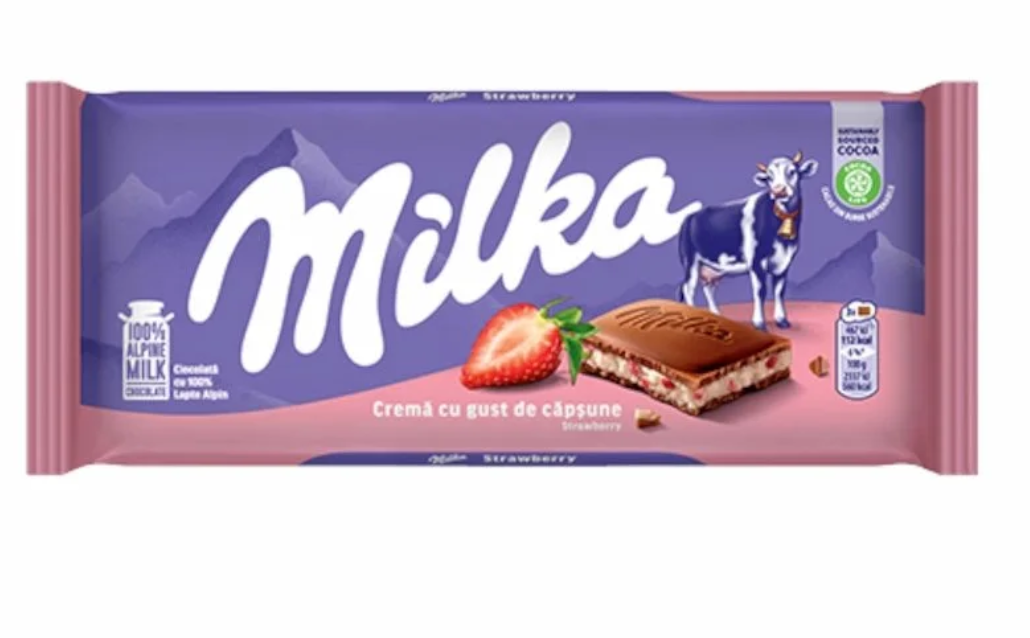 Milka Strawberry Chocolat au Lait Fourré Fraise