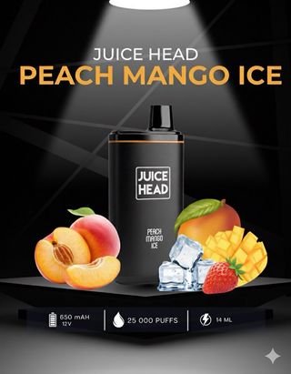 juice head 25k 5%.   PEACH MANGO ICE