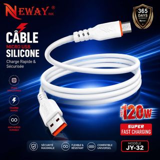 Câble Micro USB en silicone NEWAY INK, Blanc