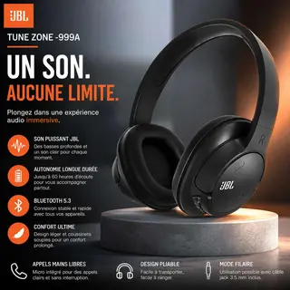 JBL Tune Zone -999A – Casque Bluetooth Sans Fil Haute Performance