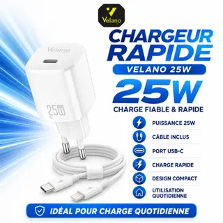 Chargeur rapide Velano 25W avec câble inclus
