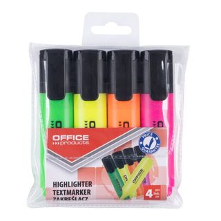 PRODUKTY BIUROWE Kolorowy mieszany zakreślacz fluorescencyjny, 4 szt.