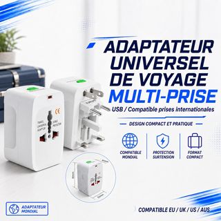 Adaptateur Universel de Voyage – Compact et Multi-Prise
