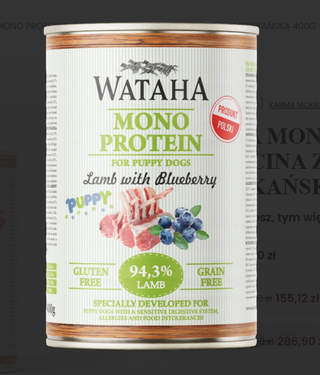 WATAHA MONO PUPPY JAGNIĘCINA Z BORÓWKĄ AMERYKAŃSKĄ 400G
