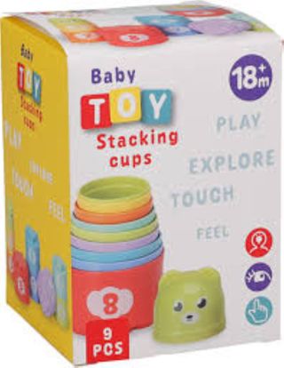 Mini  Stacking Cup 9 Pièces avec Gobelets à Expressions, Cartes de Défis et Balles, Jeu Éducatif de Rapidité, Empilage, Association et Équilibre pour Enfants,