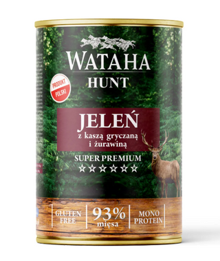 Wataha Hunt Adult Jeleń z Kaszą Gryczaną i Żurawiną 400g