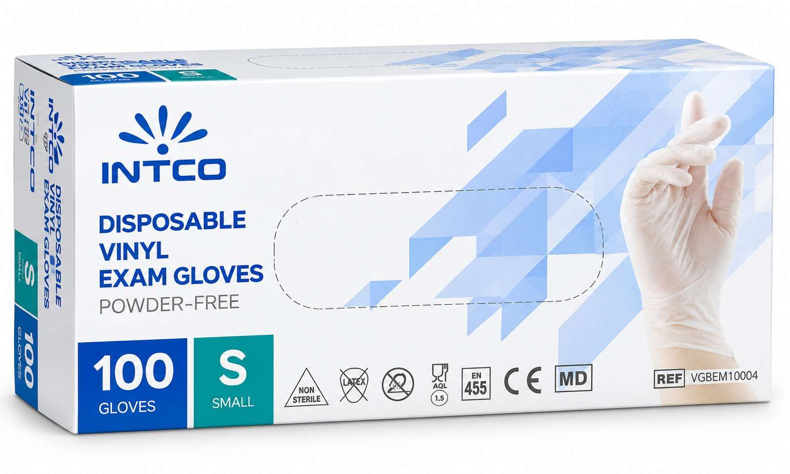 Intco Gants Jetables en Vinyle Non Poudrés Taille S – 100 Gants