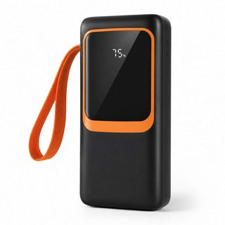 Batterie externe noire avec câbles intégrés, 30 000 g
