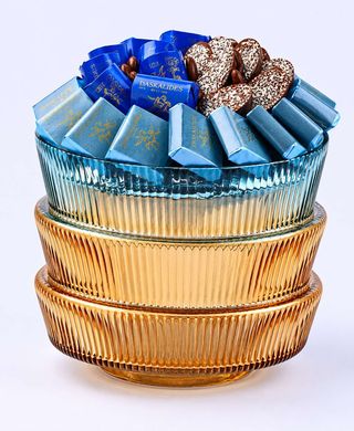 Vase en verre empilé avec dégradé ambré & bleu Tiffany (V9MM)