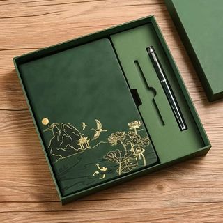 Luksuzni zeleni i zlatni set sveske