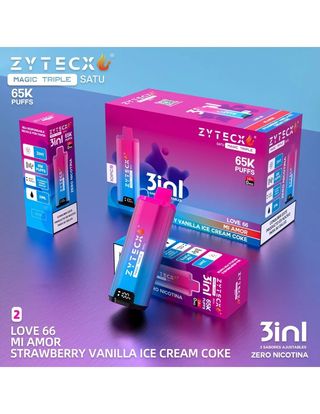 ZYTECX MAGIC TRIPLE 65K CALADAS LOVE 66 MI AMOR STRAWBERRY VANILLA ICE CREAM 0MG