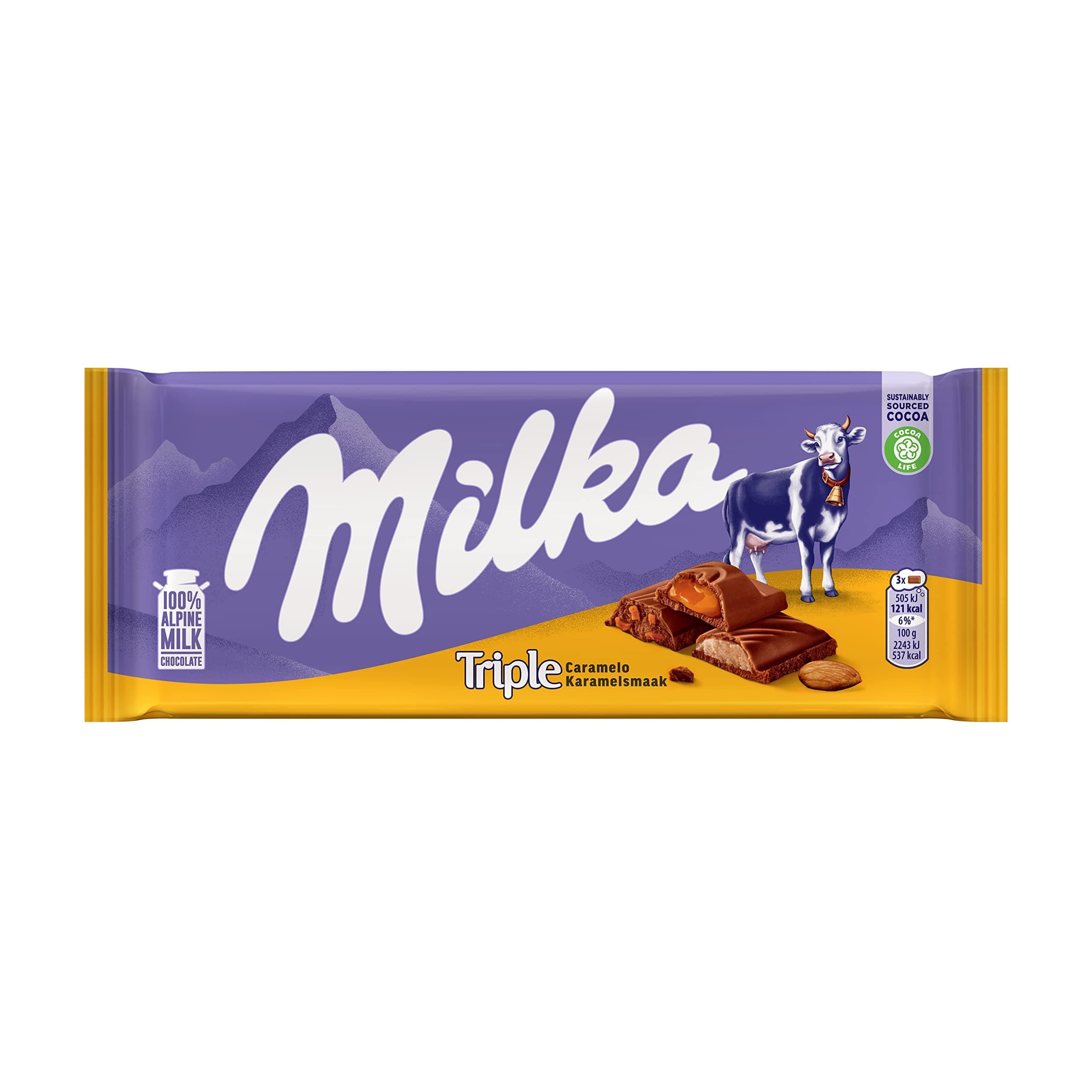 Milka Triple Caramel – Chocolat au Lait Fourré 90 G