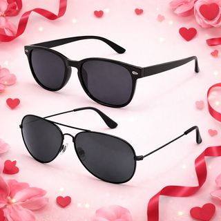 Pack Duo Lunettes Noires Élégantes pour la Saint-Valentin – Style Classique & Aviateur