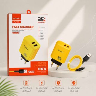 Kit Chargeur de Prise Sunpin FAP-118 Super Fast – 35W Double USB-A + Câble