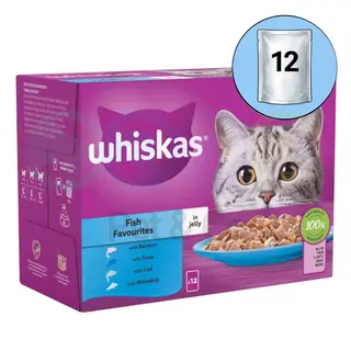 Lot Whiskas Chunks en gelée pour chats avec poisson 12x85g
