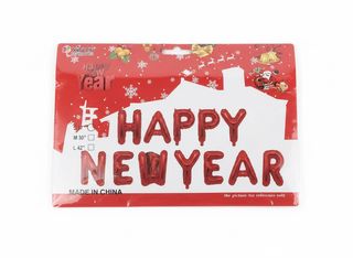 Pack Ballons Aluminium “Happy New Year” Rouge - Décoration Réveillon (Effet Métallisé)