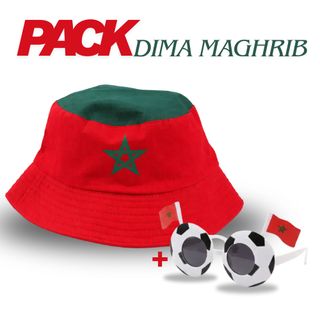 Pack dima Maghrib chapeau + lunettes supporter