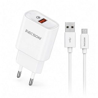 Chargeur rapide RECSON 20 W avec câble micro USB, blanc