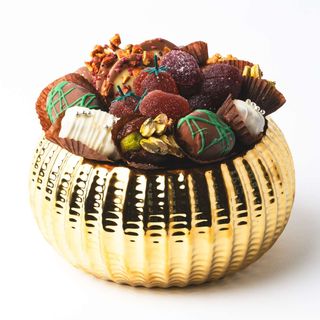 Bol rond en céramique doré martelé MM