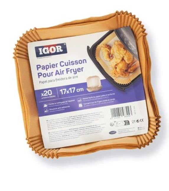 Igor Papier Cuisson pour Air Fryer 17 x 17 cm – 20 Feuilles