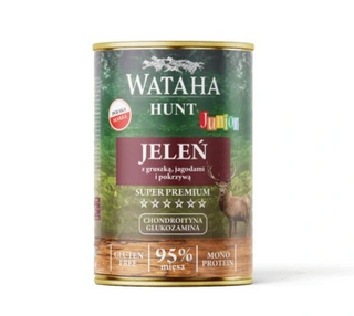 Wataha HUNT Junior Jeleń z Gruszką ,Jagodami i Pokrzywą 400g
