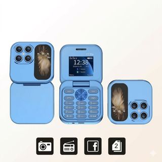 i17 Pro Mini – Téléphone Compact Pliable, Double SIM, Radio FM et Design Ultra Portable