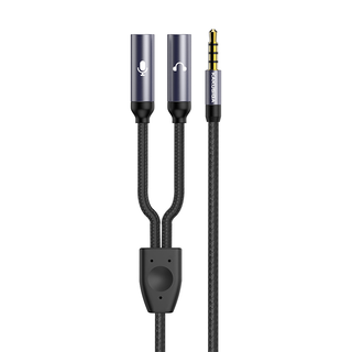 Câble audio Stereo 1 vers 2 avec prise AUX 3,5 mm pour connecter un casque avec microphone,