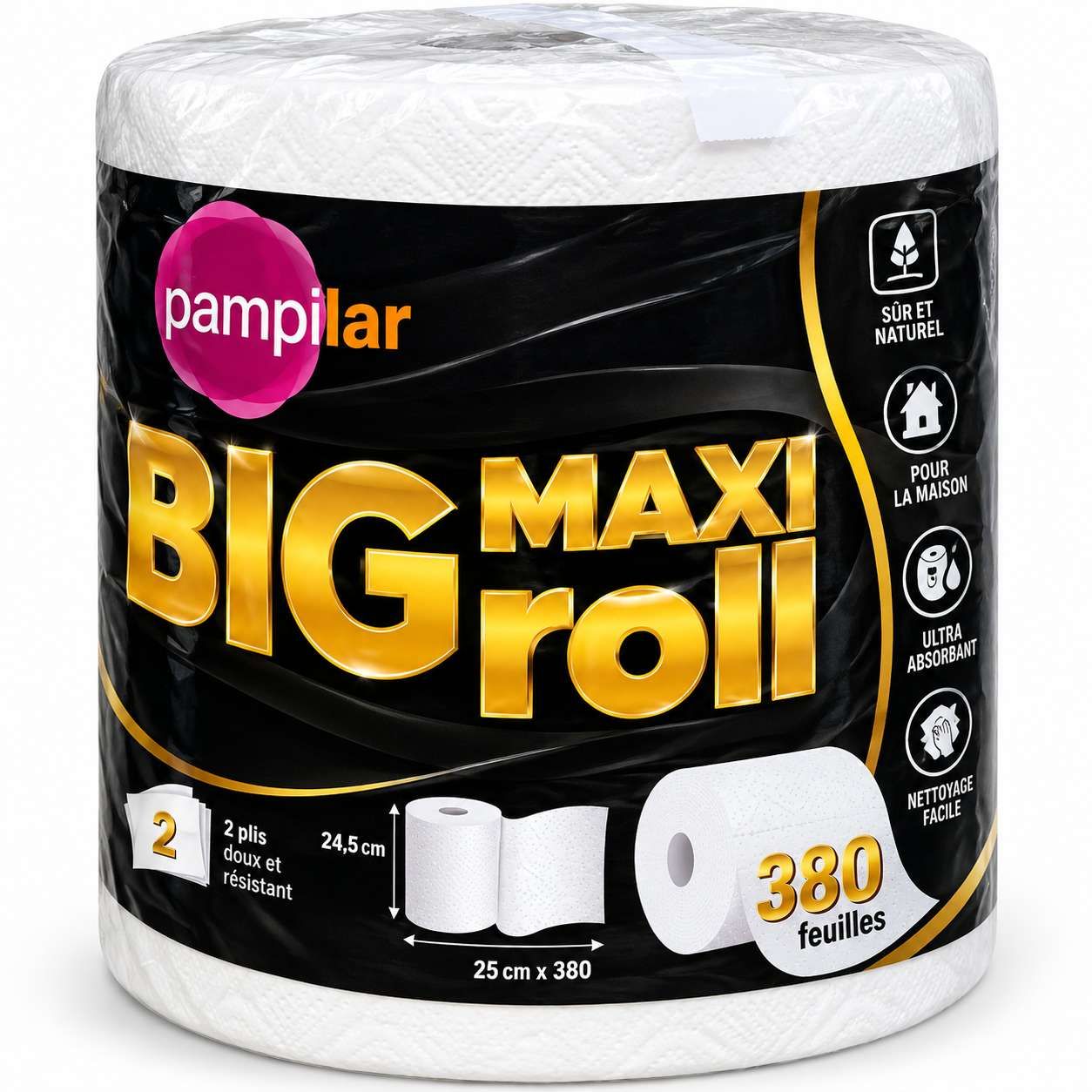 Pampilar Big Maxi Roll Essuie-Tout 2 Plis – 380 Formats