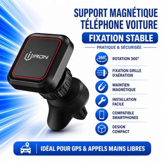Support magnétique voiture – Téléphone toujours bien fixé