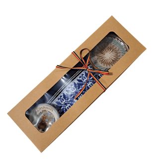 Suvenir ROMANIA cu magnet, farfuriuta din ceramica de Horezu si stergar traditional