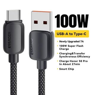 Essager Câble 3M USB vers Type-C 100W/7A, charge rapide pour smartphones, tablettes et MacBook