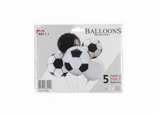 Pack de 5 Ballons Aluminium Football – Décoration de Fête "Match Day" – Idéal Anniversaire & Soirées Sport